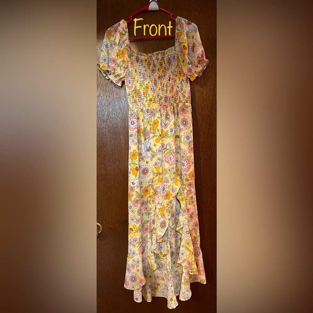 Retro Floral Crystal Doll Asymmetrical Dress